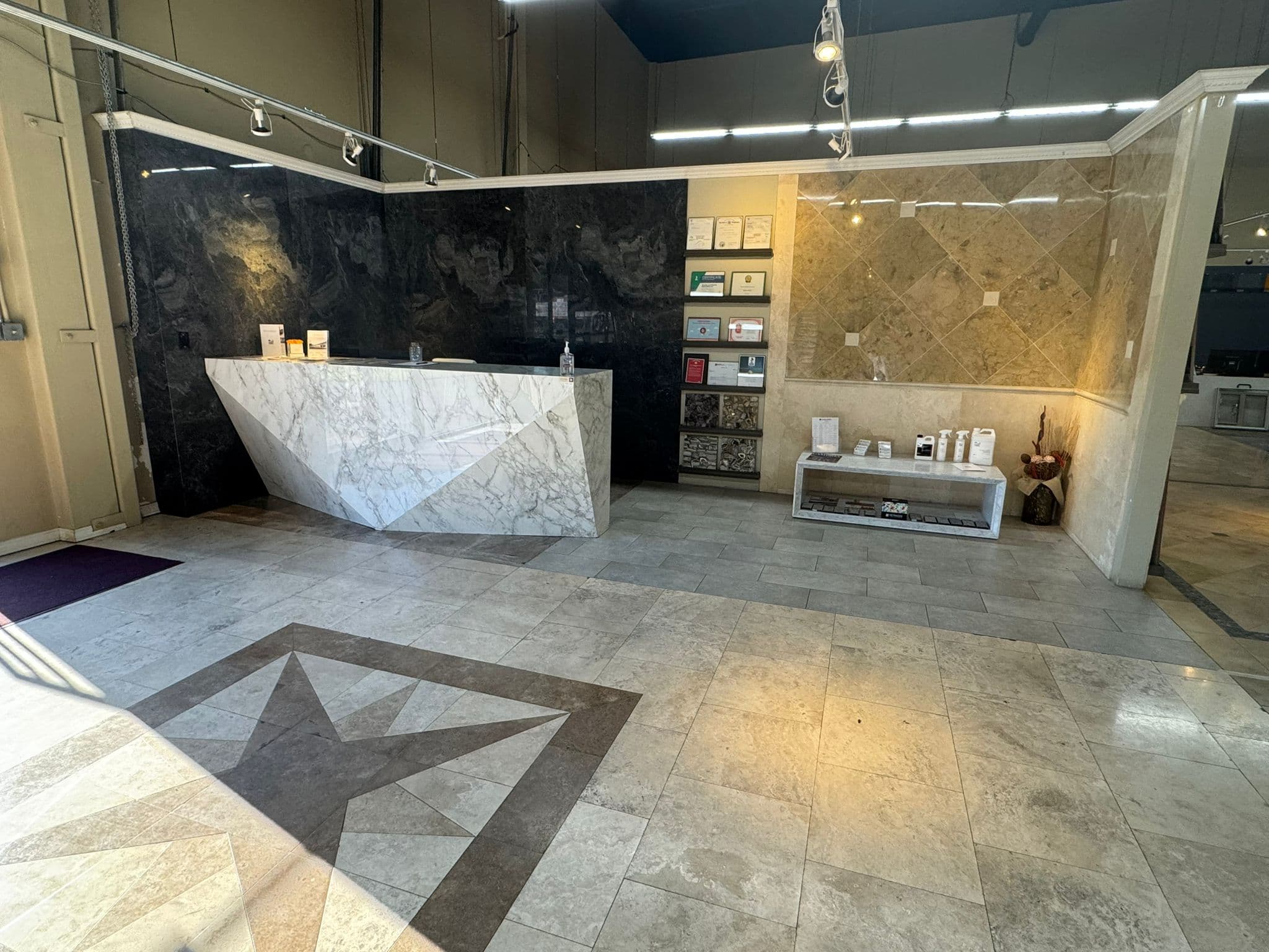 Stone slab selection at showroom